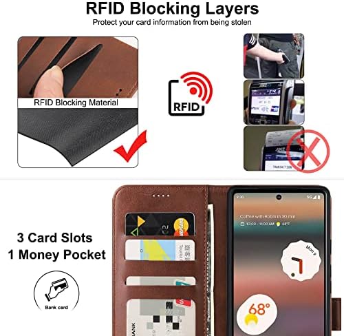Cresee slučaj za Google Pixel 6a 6.1 inča, novčanik Flip Cover [RFID Blokiranje] [3 kartice 1 Novac džep] [magnetno