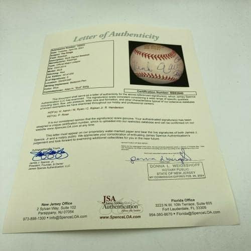 Zapanjujući kraljevi bejzbola Hank Aaron Nolan Ryan Ripken potpisan bejzbol JSA COA - autogramirani bejzbol