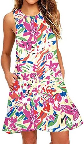 Lmdudanska tenka za žene Ljetni modni cvjetni tiskani kratki rukovi The haljine Casual Flowy mini haljine