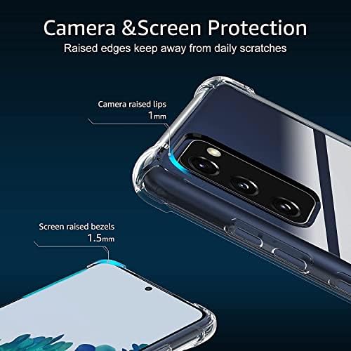 KIOMY Samsung Galaxy S20 FE 5G Clear Case sa 2 kom HD kaljeno staklo za zaštitu ekrana Hybrid Anti žuta tvrda leđa računara sa mekom TPU zaštitom od branika za Galaxy S20 Fan Edition 2020