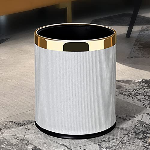 Luksuzna metalna kanta za otpad 10L, dvoslojna kanta za smeće okrugle kante za otpatke prekrivene PU kožom za