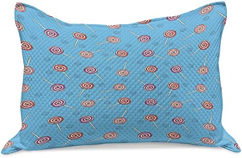 AMBESONNE Candy pletena jastuk za prekrivač, vrtlog motiva ukusne lizove crtani stil ritmički retro candy shop uzorka, standardni jastuk za kraljiče veličine za spavaću sobu, 30 x 20, duboko nebo plavo