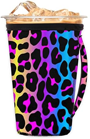 Neon Gradient Leopard Print za punjenje ledene kafe rukave s ručkom ručicom za čaše za sode,