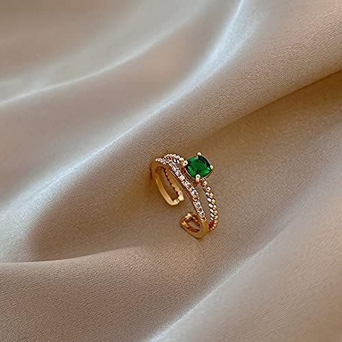 Podesivi otvoreni prstenovi za žene Dainty Gold Prstenovi Elegantni zeleni dragi palac Prsteni za
