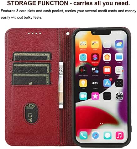 TOHULLE iPhone X iPhone Xs Case, premium PU kožna torbica držač kartice za novčanike ugrađeni stalak za magnetno zatvaranje Plaid Pattern Flip Folio poklopac telefona za iPhone X / XS-Red