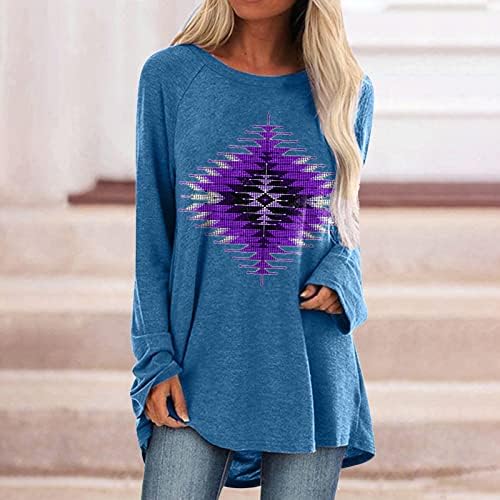 Ženski džemperi dugi rukavi košulje okrugli vrat Aztec geometrijski duksevi Atletski Meki tuniki vrhovi za tajice