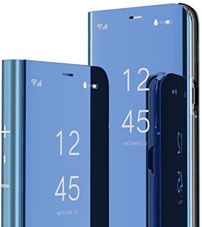 LEMAXELERS kompatibilni sa iPhone 12 Case ogledalo dizajn Clear View Flip Ultra Slim protecter Shell sa Kickstand