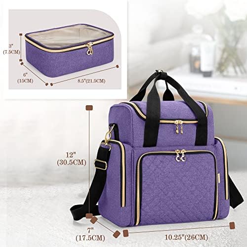 Putna torba za šminkanje LUXJA sa 2 uklonjive futrole, kozmetička torba sa više dijelova za odlaganje, ljubičasta