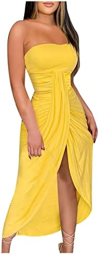 Maxi haljina od cijevi veće veličine za žene za odmor na plaži seksi Bodycon haljina sa visokim prorezom sarafan trendi ljetna haljina 2023