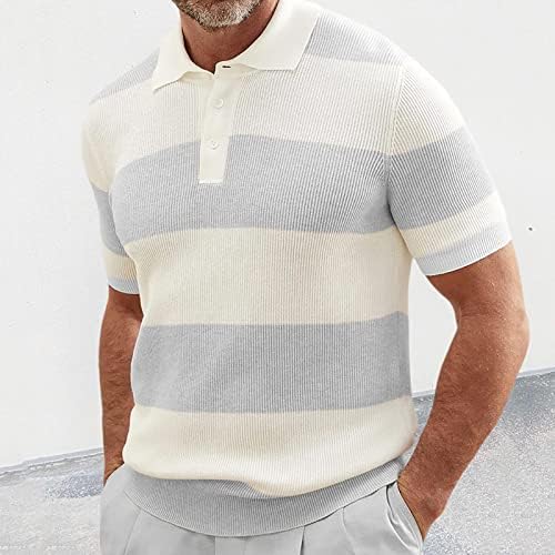 Ljetne košulje za muškarce muške proljeće i ljeto moda pleteni rever prugasti štampani kratki