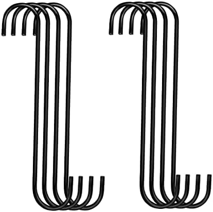 Ekstra veliko 12-inčne kuke za viseće, kuka u obliku slova S Teška, crne kuke za viseće biljke, korpa, grana