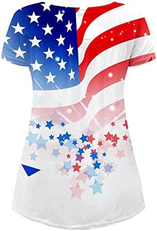 4. jula SAD TUNIke za zastavu za žene Tummy Sakrivanje kratkih majica Summer Casual Holiday s kratkim rukavima