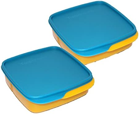 Tupperware (2 Bento ručak kutije žute boje sa plavim brtvama