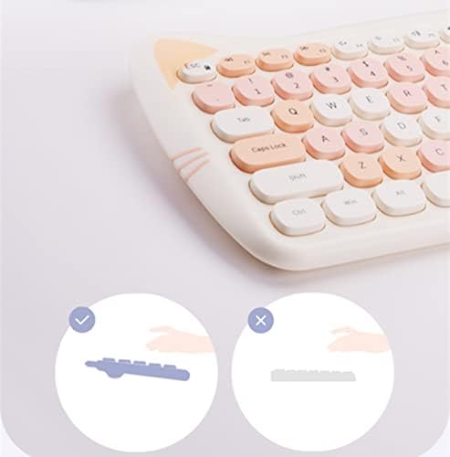 ZMX A3060 Cat set tastature i miša, Pink Cat Paw Retro bežična tastatura 2.4 G USB višebojni 84 tasteri kompatibilni