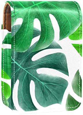 Mini ruž za usne tropska zelena palmino lišće Organizator ruža za usne sa Zrcalnim zatvaračem za zatvaranje šminke držač putna kožna kozmetička torbica za žene djevojke