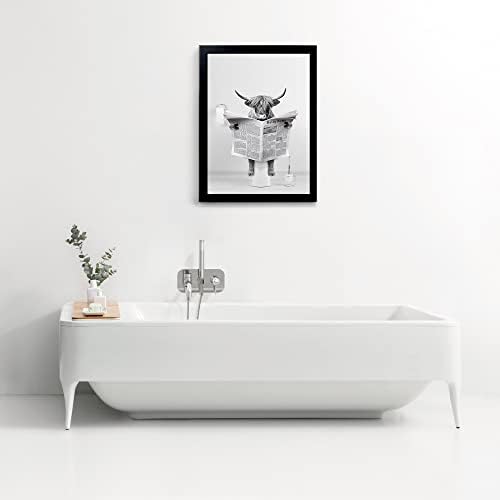 Yongart Crni uokvireni Poster, slatka zidna Umjetnost kupatila za zečeve, životinje u stilu