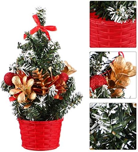 Toyandona Decrecko dekor Umjetna radna površina božićne stablo minijaturne Xmas borove sa cvijećem Baubes Božićni desktop ukras Xmas Holiday party ukrasi poklon (20cm, crvena) Dekor stola za trpezariju