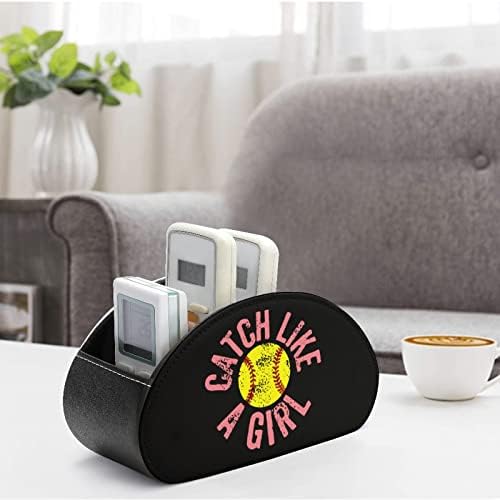 Catch Like a Girl Softball kožni držač za daljinsko upravljanje sa 5 pretinaca Kancelarijska kutija za odlaganje desktop ladica