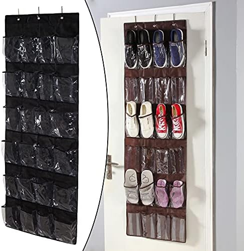 GazeChimp preko organizatora cipela na vratima, viseći nosač stalak za cipele sa 24 džepova od tkanine za pohranu muških tenisica, ženske cipele s visokom petom, papuče - crno