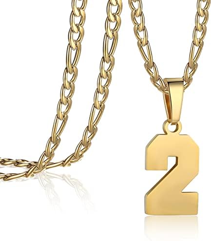 AIAINAGI Broj ogrlica za muškarce od nehrđajućeg čelika sportisti Broj Charm privjesak personalizirani sportski nakit za dječaka košarku bejzbol nogomet