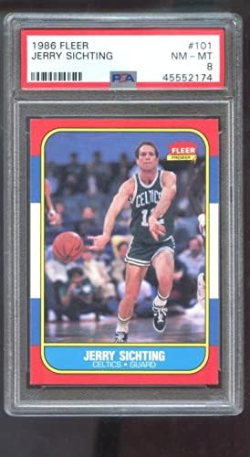 1986-87 FLEER # 101 Jerry Sichting Rookie RC PSA 8 Ocjenjina košarkaška karta 86-87 - Neintredne košarkaške kartice