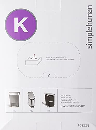 SimpleHuman kod K Custom Fit Torbe za smeće, 35-45 litara / 9-12 galona, ​​bijela, 60 brojeva i