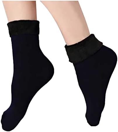 Oplxuo Fuzzy čarape za žene, guste meke flis obložene toplim čarapama za snijeg Ultra glatke bešavne srednje cijevi termo zimske čarape