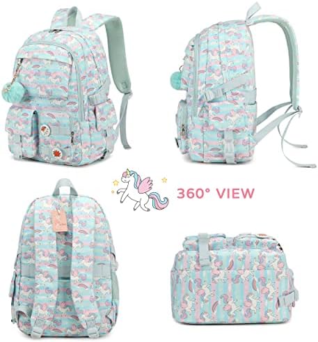 Kidnuo Girls ruksak, 15,6 inčni školski torbi za laptop Veliki primarni elementarni srednji fakultetske torbe