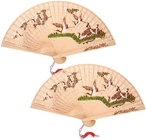 JojoFuny ručni ventilatori kineski navijači Japanes klasični ventilatori za ruke 2pcs Vintage sklopivi ventilatori za ples cosplay svadbena zabava rekvizita ukras dizalica uzorak ručni navijač