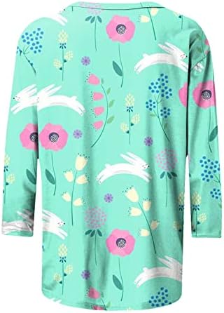 Comigeewa Happy East Egster Clunes Bluze za teen Girls 3/4 rukava za čamac Spandex Grafička bluza T majice 2023