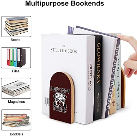 Pugs-ne-droga slatka knjiga EndsWooden Bookends držač za police knjige razdjelnik moderni dekorativni