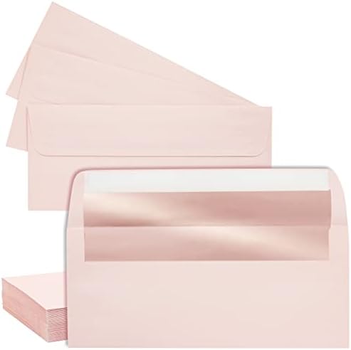 50-pakovanje #10 rumenilo roze koverte sa metalik podstavom od roze zlatne folije za pozivnice za zabave, slanje poslovnih pisama, fakture, baby tuševi, Vjenčanja