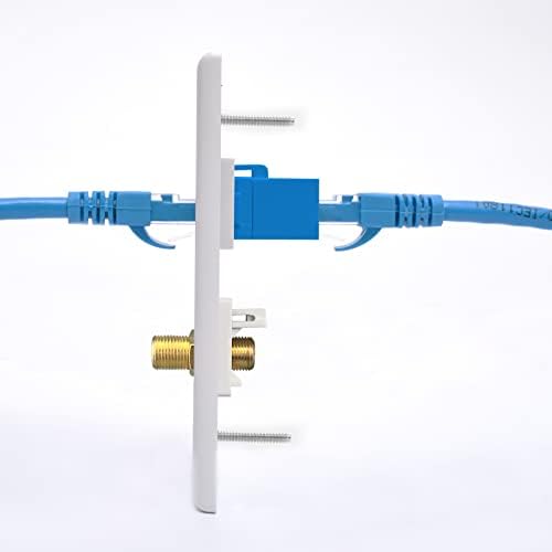 Iwillink Ethernet zidna ploča, zidna ploča Ethernet - CAT6 F Tip zidna ploča, 1 port CAT6 Keystone i 1 priključak F Tip konektor Coax Keystone, bijeli