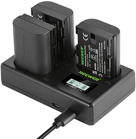 Neewer LP-E6NH Set za punjač i USB punjač, ​​zamjena od 3-pakovanja za LP-E6NH bateriju i trostruki utor za utor USB punjač kompatibilan sa Canon EOS R7 R5 R6 R6 II R, 5Div, 6Dii, 7DII, 80d, 90d