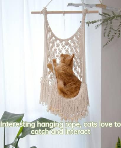 SSDHUA Bohemian Weaving Cat viseća mreža za mačke ljuljačke viseći krevet s resicama Dizajn mreža džepno gnijezdo za mačke u zatvorenom, elegantna dekoracija za tapiseriju viseća korpa lični krevet