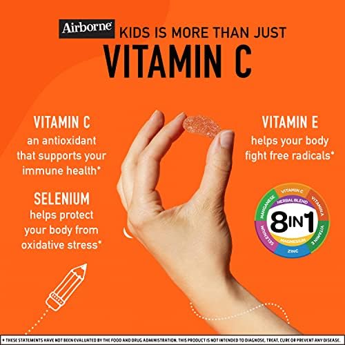 Airborne 500mg gumije vitamina C za djecu, raznovrsni voćni okus 750mg gumije vitamina C za odrasle