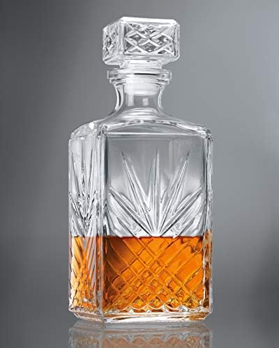 Bormioli Rocco Selecta kolekcija Whisky Decanter-sofisticirani 33.75 Oz Diamond Decanter sa Starburst detaljima-za