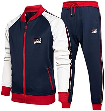 Litteking Muške trenerke 2-dijelni Outfit Casual Dugi rukav komplet trenerki s punim patentnim zatvaračem sportska odijela za trčanje