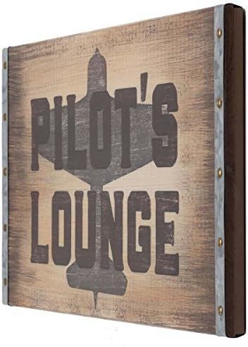 Brendovi otvorenih puteva Pilot's Lounge drveni zidni dekor - veliki Vintage pilotski dnevni znak za mušku
