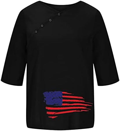 Uikmnh Ženski patriotizam Bateam Crtne bluze Ljetna polovica pamučne posteljine Wicking majice Četvrto juli Labava majica