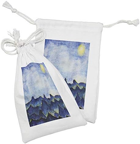 Ambesonne pejzažna tkanina set od 2, brda pod oblačnim nebom sa odraz mjeseca živim krajobraznim otiskom,