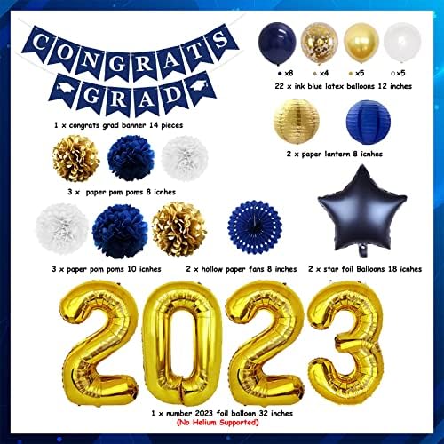 2023 mature dekoracije tamnoplava i Zlatna-Čestitam grad Banner Tissue Pom Poms papirni lampioni Broj 2023