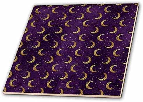 3drose Cassie Peters Witch Decor-Cresent Moons on Purple-Tiles