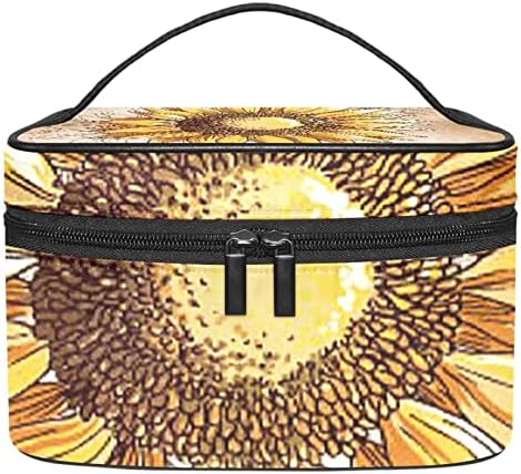 ECMRad prijenosna torba za šminku obojena suncokretorica Print Veliki kapacitet sa patentnim zatvaračem