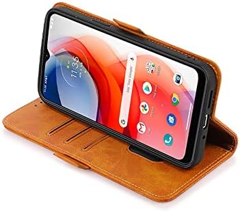CAVEKEAP za Moto G Play 2021 preklopna futrola za telefon, Premium PU kožni držač za kartice za novčanik Folio magnetno zatvaranje Silikonski TPU gumeni zaštitni poklopac protiv ogrebotina otporan na udarce, braon