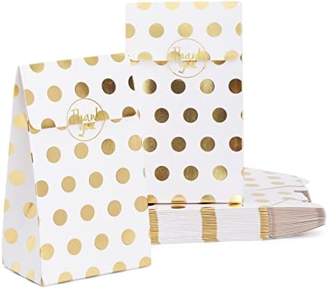 24 pakovanje bijelo zlatna folija polka tat hvala vam favoriziraju torbe sa naljepnicama, za vjenčanja, rođendanska