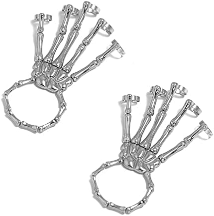Šareni BLING 2kom Halloween Skull Skeleton ručna narukvica sa prstenom ručno rađena Lobanja prsti