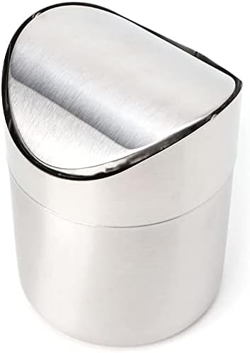Aalinaa kanta za smeće 1,5 L držač za smeće Mini sto od nerđajućeg čelika kanta za smeće Radna kanta za smeće Desktop korpa za smeće sa zakretnim poklopcem za kancelarijski Kućni školski Auto kuhinjska kanta za smeće