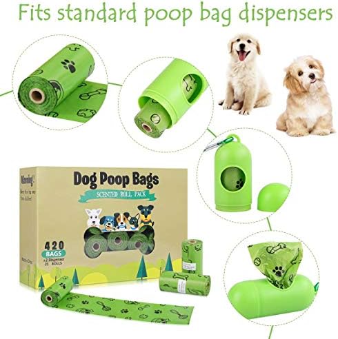 TVOOD dog Poop torbe, mirisne kese za pse nepropusne kese za odlaganje psećeg otpada napunite rolne sa 2 besplatna dozatora