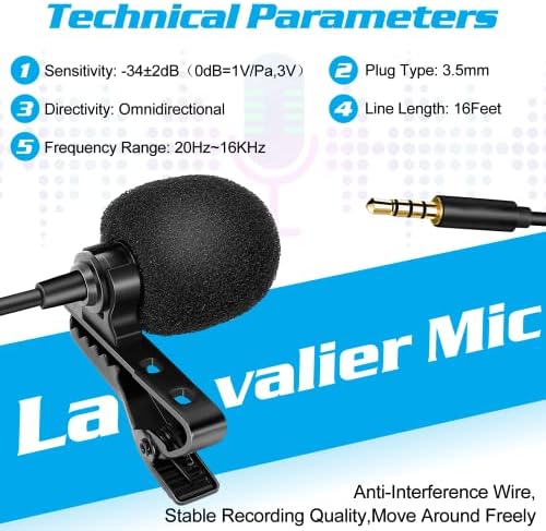 Profesionalni ocena Lavalier rever za za Vivo V5 Plus kompatibilan sa iPhone telefonom ili bloganjem fotoaparata Vlogging ASMR snimanje video sitne košulje s jednostavnim isječkom na sistemu